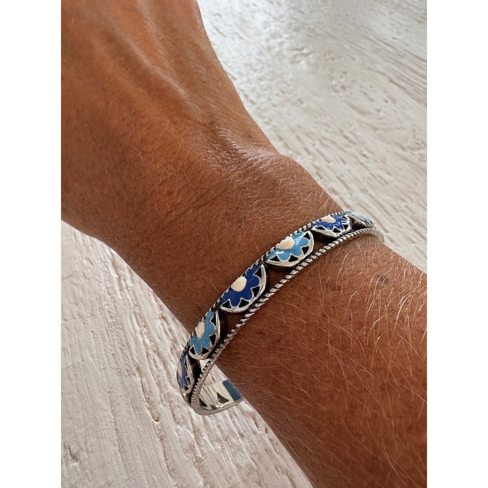 Brighton Silver Tone Bella Limone Floral Bangle Bracelet Scalloped Heart